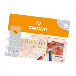 Cuaderno Espiral Dibujo CANSON Basik Recuadro, Din-A3+ 150 gr. 20 Hojas