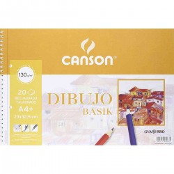 Cuaderno Espiral Dibujo CANSON Basik Recuadro, Din-A4+ 130 gr. 2 Taladros 20 Hojas
