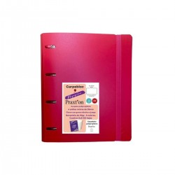 Carpeta Equipada PRAXTON Plástico Rojo, Din-A4 100H 4 Anillas 35 mm.