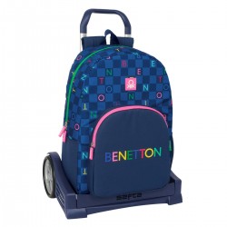 Mochila Escolar BENETTON Damero, Grande 42 cm. Con Carro EVOLUTION