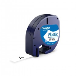 Cinta Rotular DYMO LetraTag Plástico Negro, 12 mm. x 4 m.