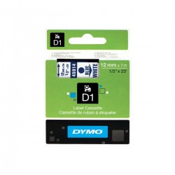 Cinta Rotular DYMO D1 Standard Azul, Fondo Blanco 12 mm. x 7 m.