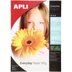 Papel Fotográfico APLI Inkjet Everyday 180 gr. Din-A4, Pack x100 Hojas