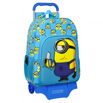 Mochila Escolar MINIONS Minionstatic, Grande 43 cm. Con Carro